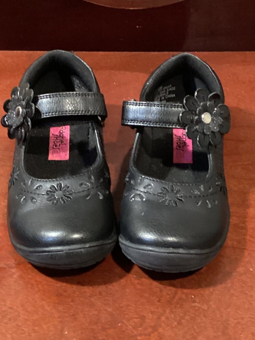 Girls Black Floral Mary Jane Dress Shoes